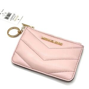 Michael Kors Jet Set Travel Small Top Zip Coin Pouch with ID Holder Powder Blush